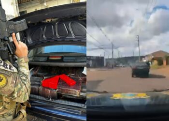 VÍDEO: motorista se entrega após 4 km de perseguição, e policiais encontram porta-malas lotado de maconha, no PR